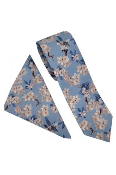 Wedding Blossom Tie Set – Ribbon Blue