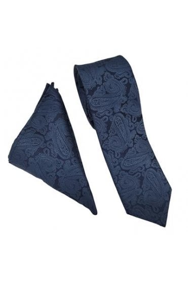 Wedding Paisley Tie Set - Airforce