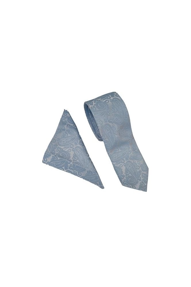 Wedding Paisley Tie Set – Ice Blue