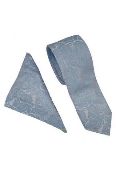 Wedding Paisley Tie Set – Ice Blue