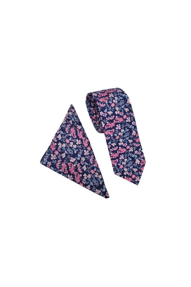 Wild Flower Tie Set – Navy/Pink