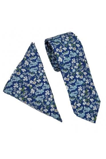 Wild Flower Tie Set – Navy/Sky