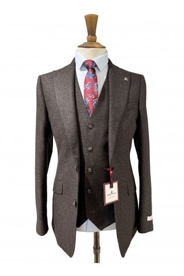 Wool Blend 3 Piece Suit - Brown